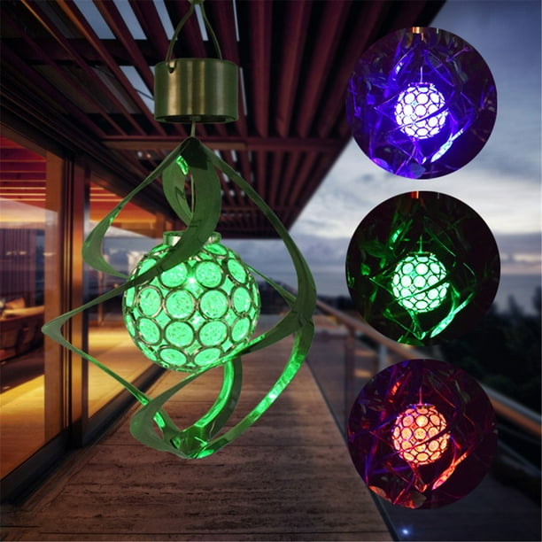Solar Color Changing Powered Wind Chime LED Light Garden Hanging Spinner Lamp Solar Color Changing Powered Wind Chime LED Light Garden Hanging Spinner Lamp